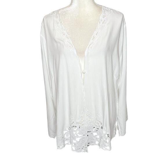 SOFT SURROUNDINGS Women's XL NWT Boho Lightweight Embroidered Jacket White - Picture 1 of 13
